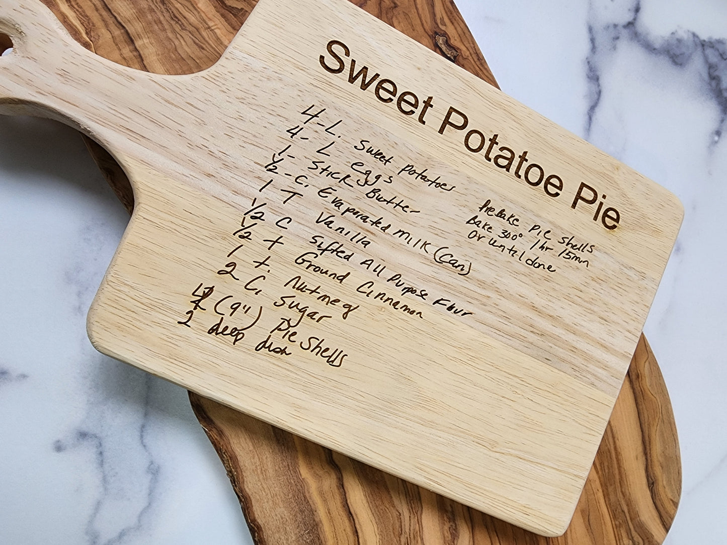 Personalized Family Recipe Engraved Cutting Board / Custom Kitchen Keepsake