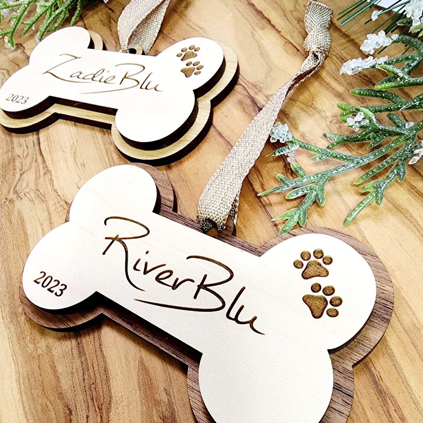 Personalized Engraved Dog Bone Christmas Ornament