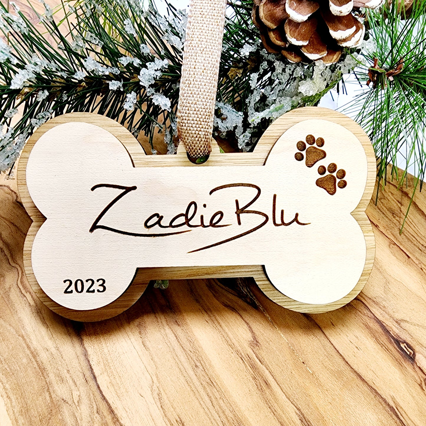 Personalized Engraved Dog Bone Christmas Ornament