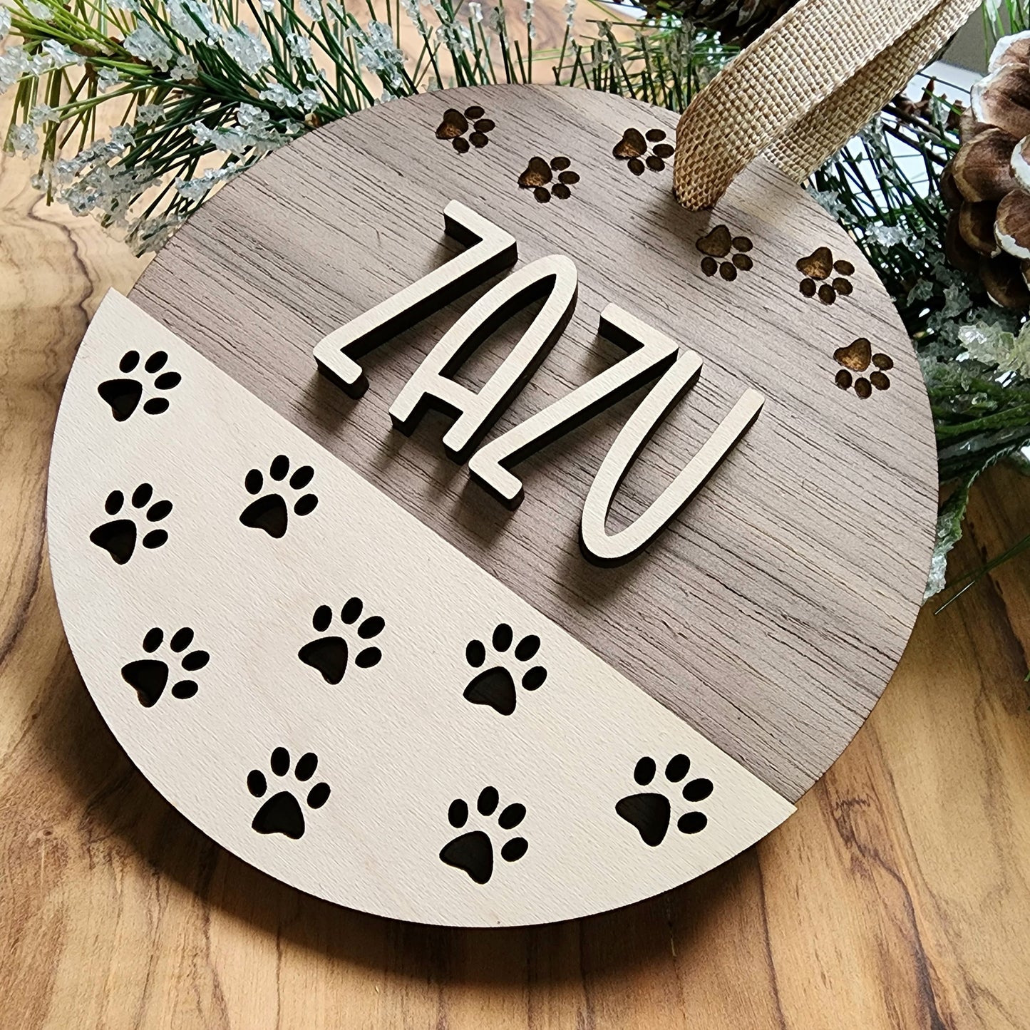 Cat Christmas Ornament with paw prints