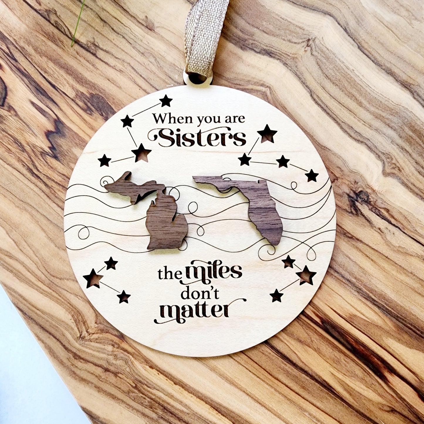 When you are Sisters the miles don't matter Christmas Ornament