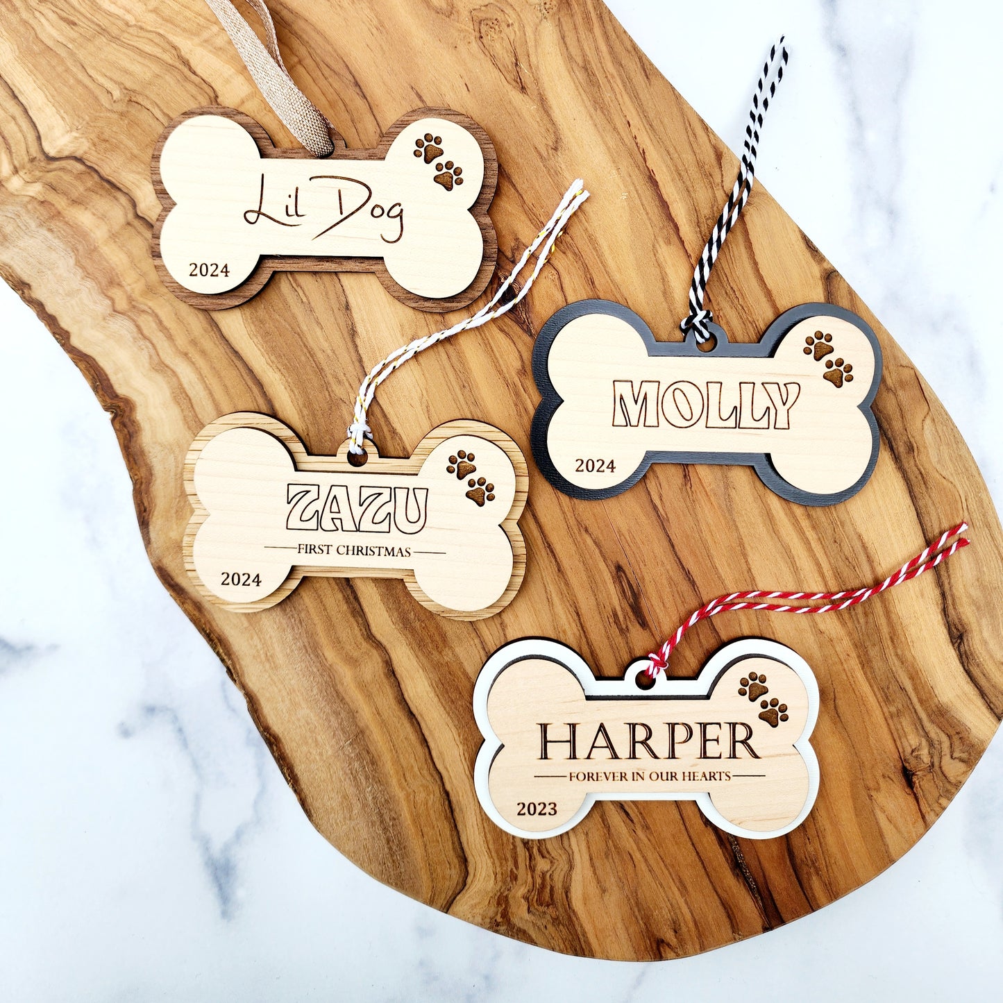 Personalized Engraved Dog Bone Christmas Ornament