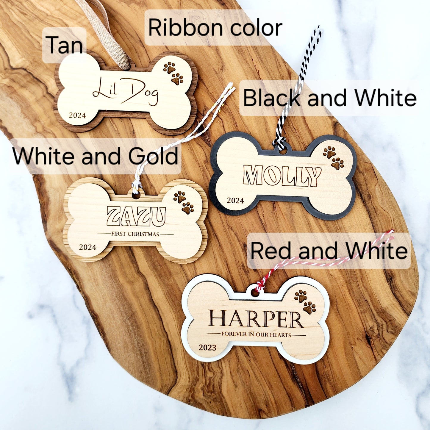 Personalized Engraved Dog Bone Christmas Ornament