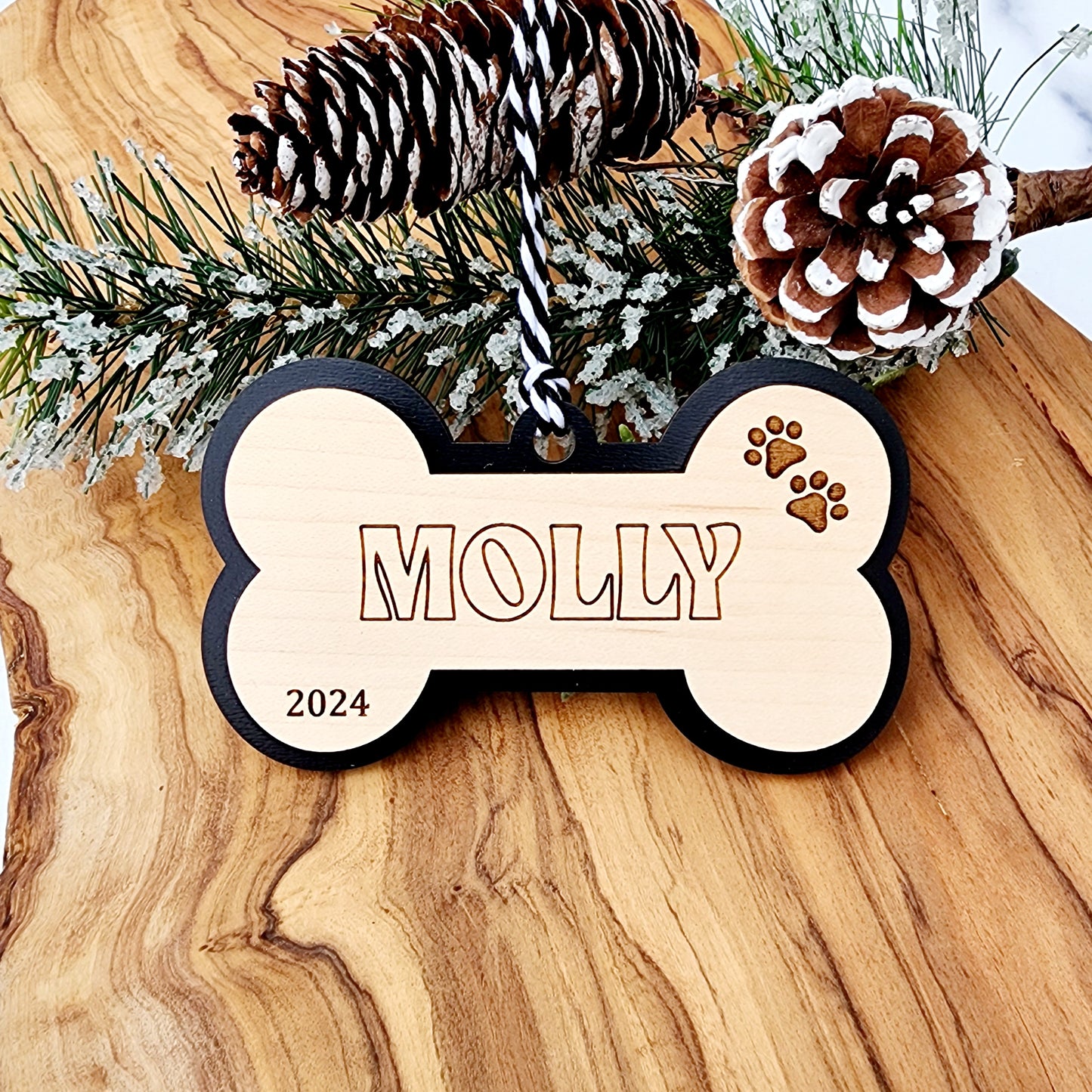 Personalized Engraved Dog Bone Christmas Ornament