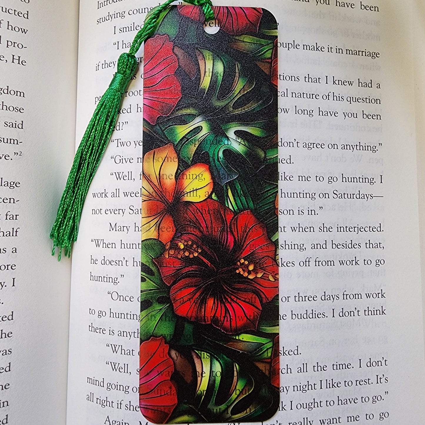 Hibiscus Bookmark with Tassel for book lover gift for bookworm