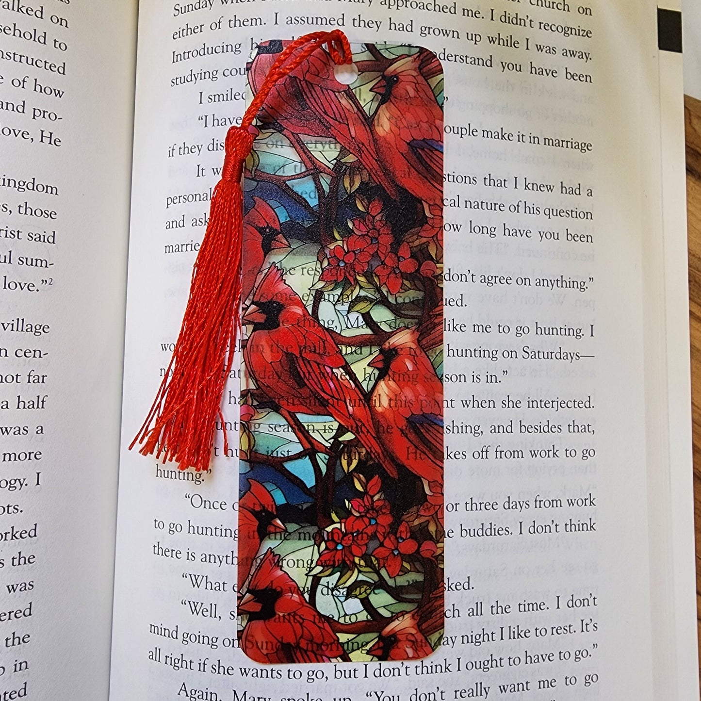 Cardinal Bookmark with Tassel for book lover gift for bookworm