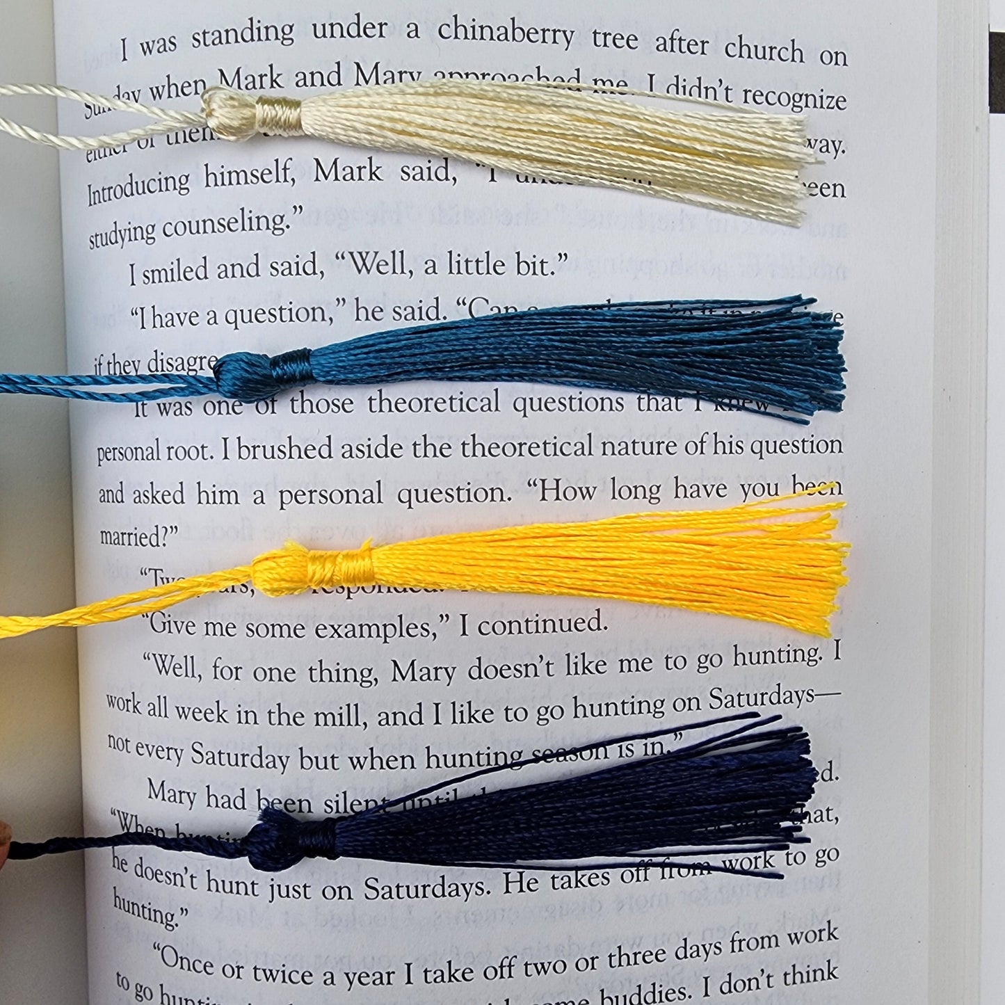 Starry Swirl Christmas Bookmark with Tassel for book lover gift for bookworm