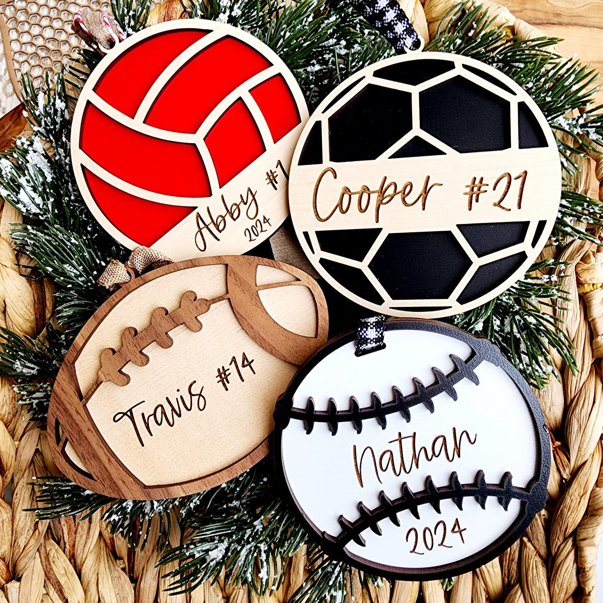 Personalized Football Ornament: Engraved Player Name & Number, Custom Christmas Keepsake