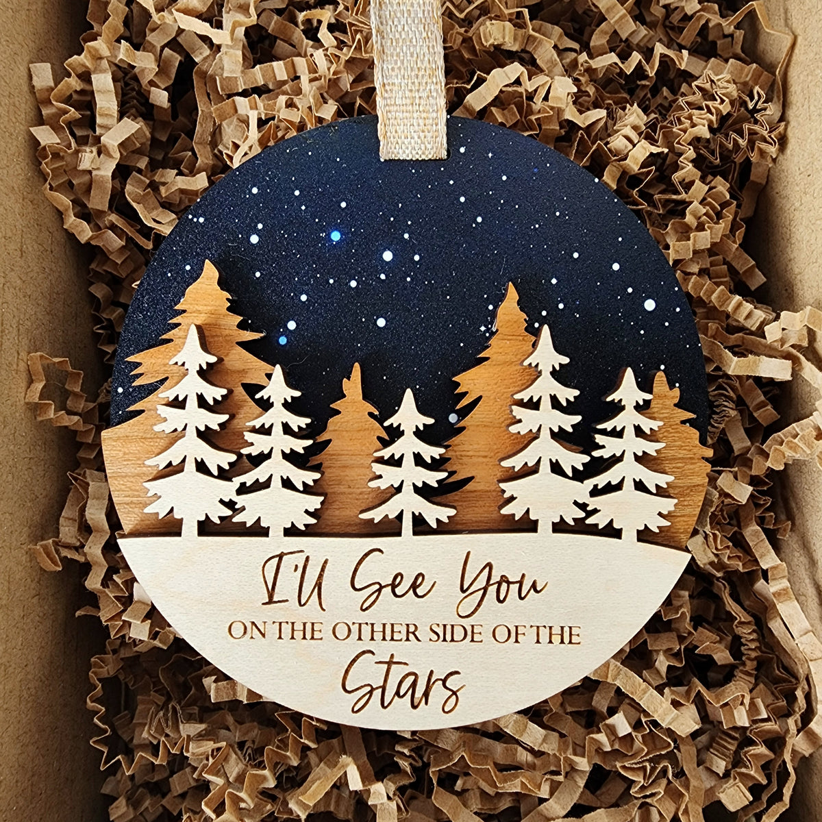 Memorial Christmas Ornament, Christmas in Heaven, Wooden Remembrance Ornament, Bereavement Gift