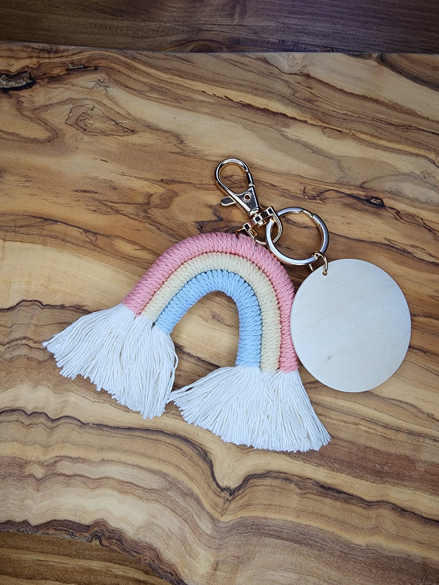 Boho Macrame Rainbow Keychain with First Initial