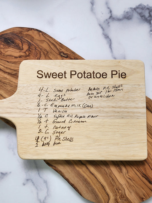Personalized Family Recipe Engraved Cutting Board / Custom Kitchen Keepsake