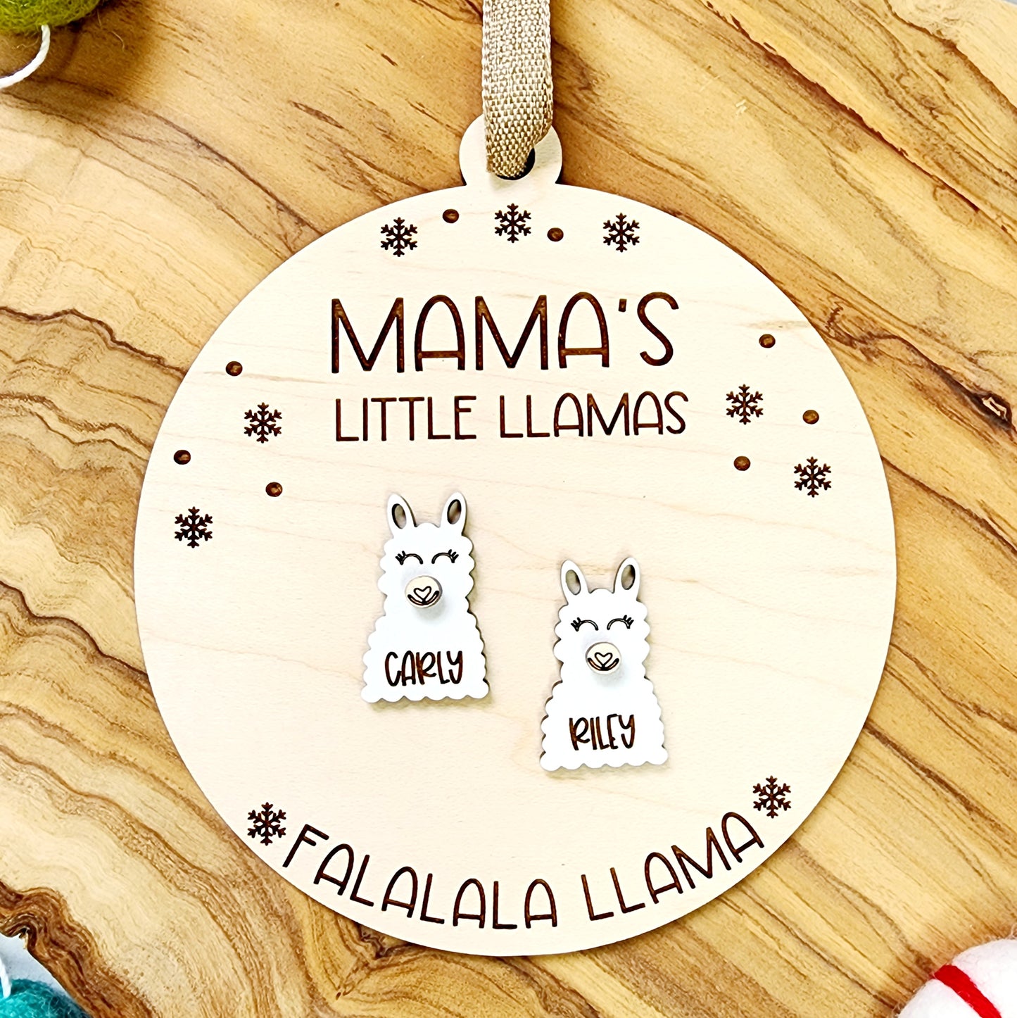 Personalized Llama Christmas Ornament up to 6 Llamas