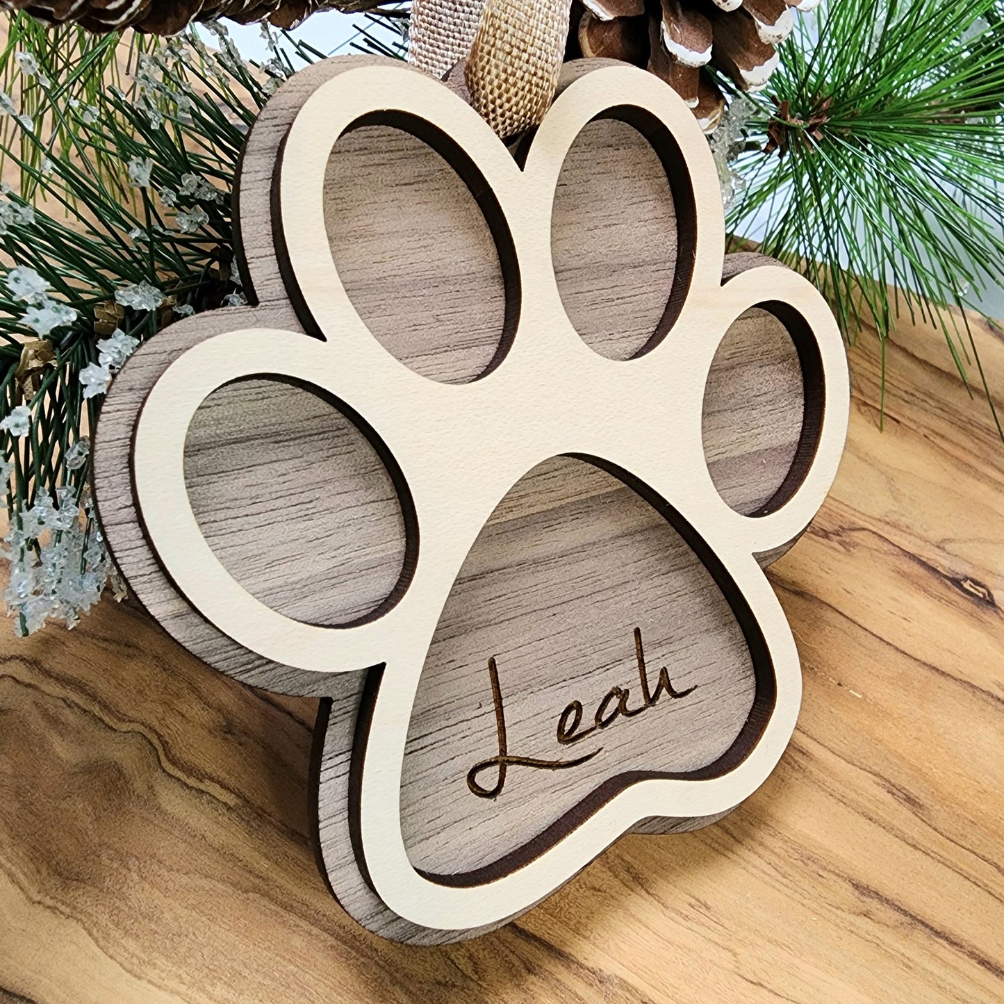 Cat Paw Ornament with Pet name engraved