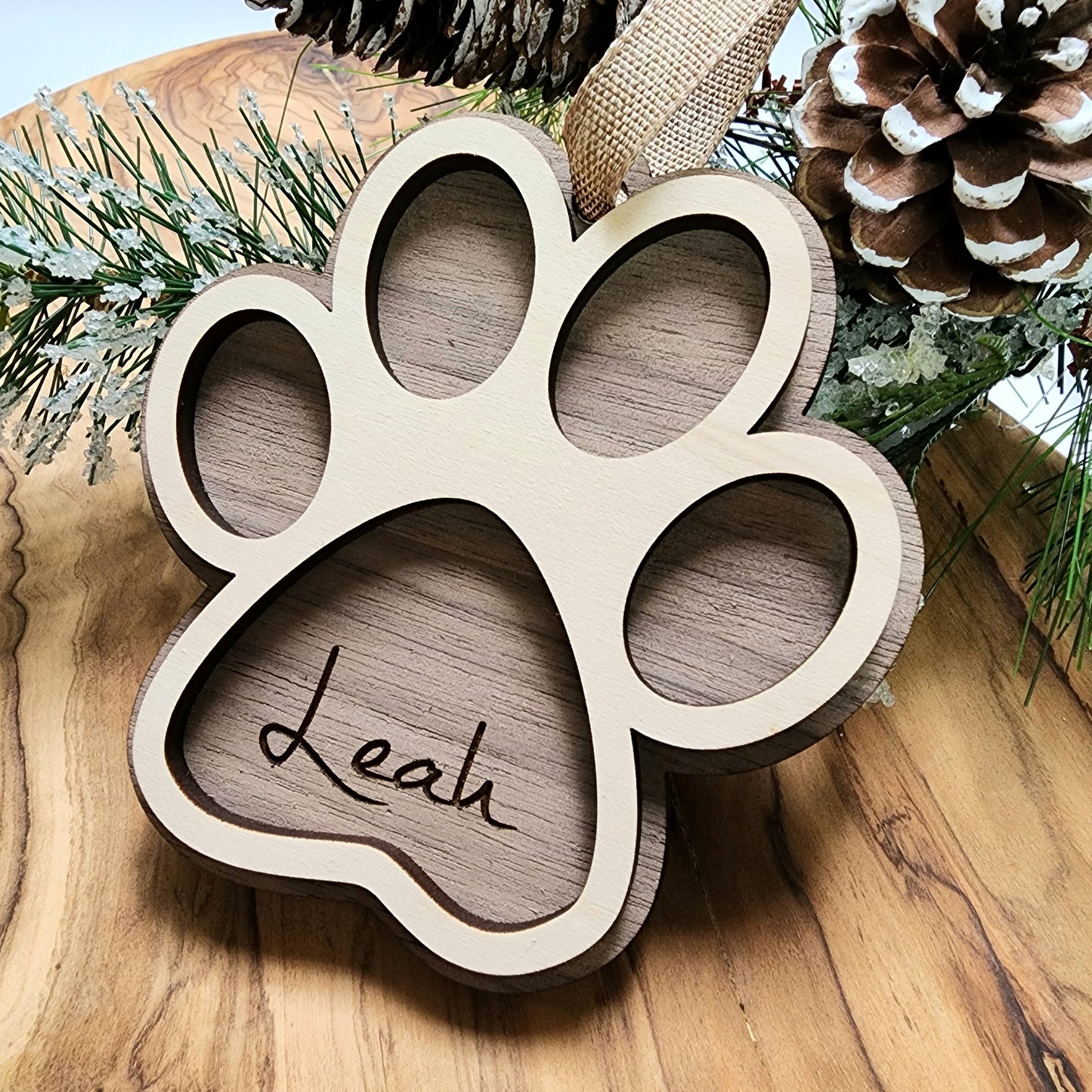 Cat Paw Ornament with Pet name engraved