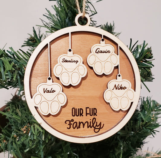 Personalized Fur Family Christmas Ornament: Maple Plywood Pet Ornament