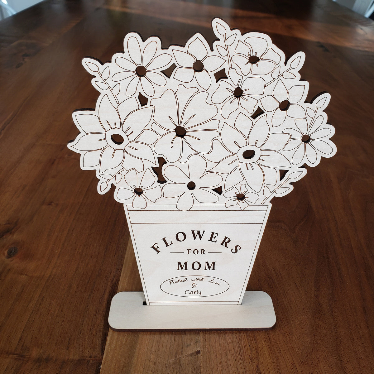 Handmade Maple Wood Flower Holder for Kids' Handpicked Blooms