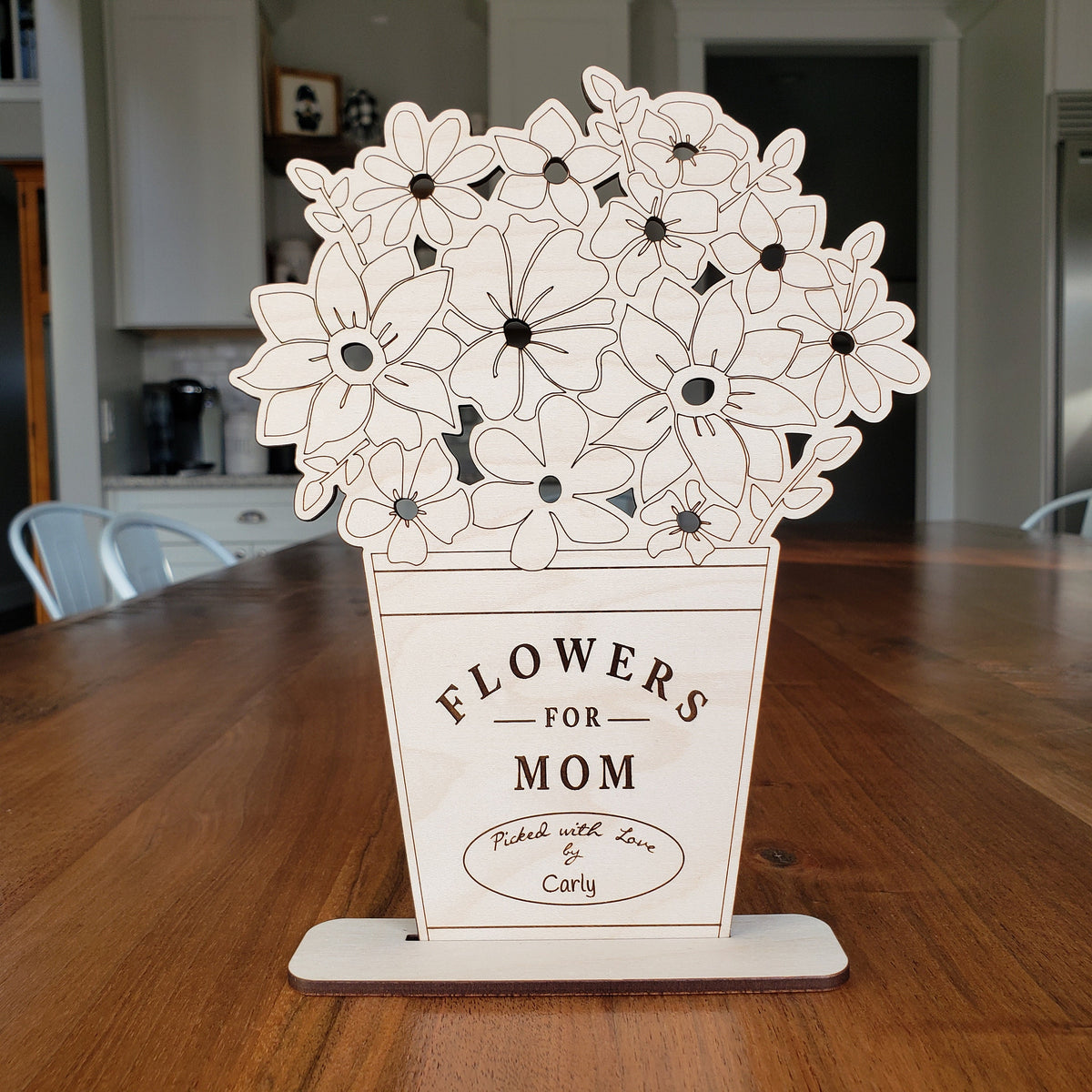 Handmade Maple Wood Flower Holder for Kids' Handpicked Blooms