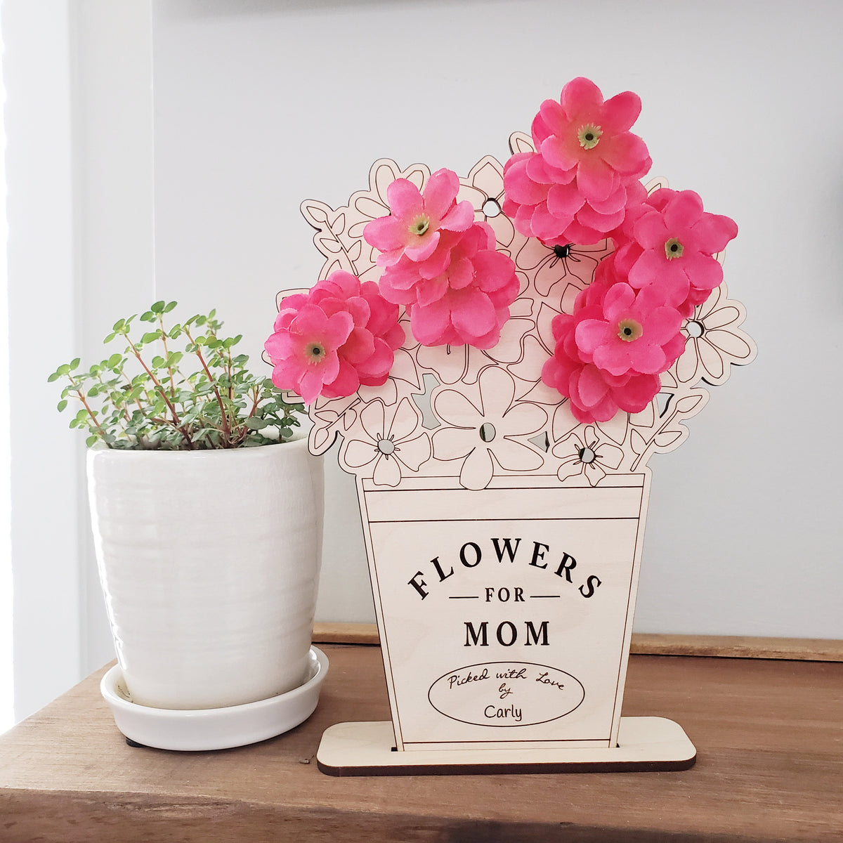 Handmade Maple Wood Flower Holder for Kids' Handpicked Blooms