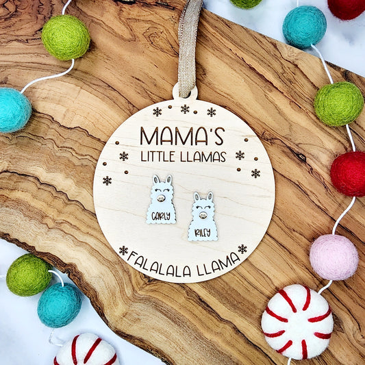 Personalized Llama Christmas Ornament: Maple Plywood, Up to 6 Llamas