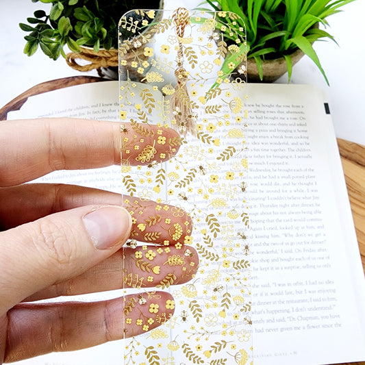 Honey Bee Flexible Acrylic Bookmark with Tassel / Yellow Fall Bookmark