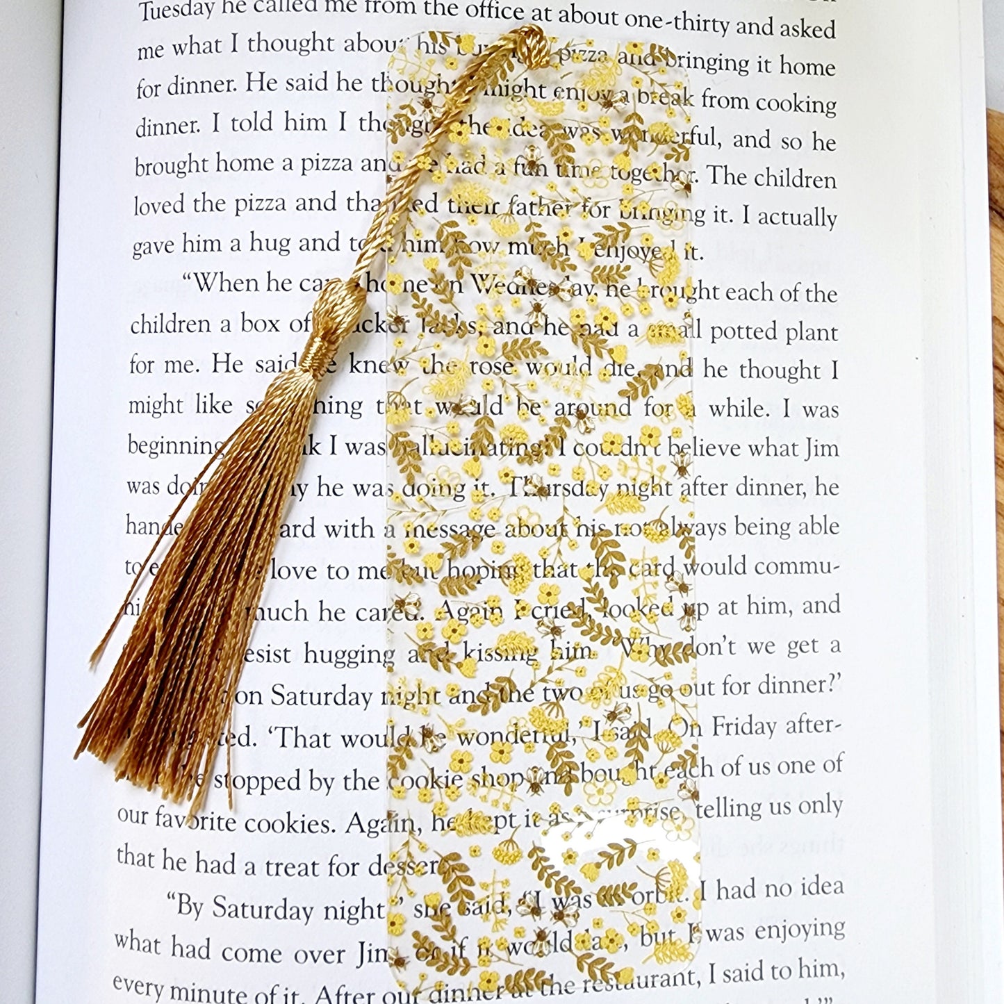 Honey Bee Flexible Acrylic Bookmark with Tassel / Yellow Fall Bookmark