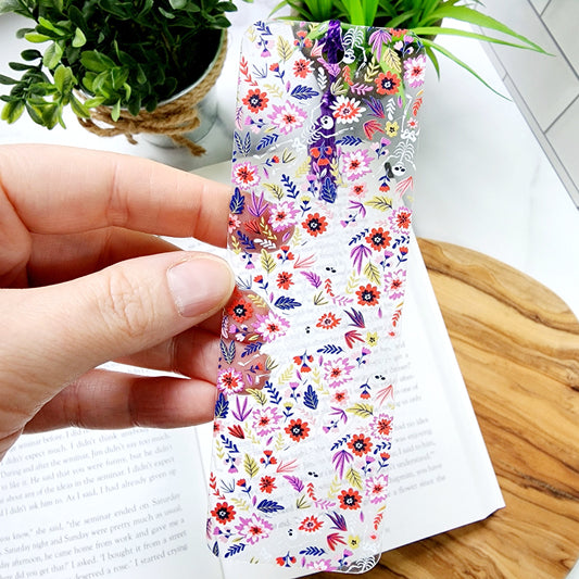 Flexible Acrylic Bookmark with Tassel / Flowers and Skeletons Bookmark