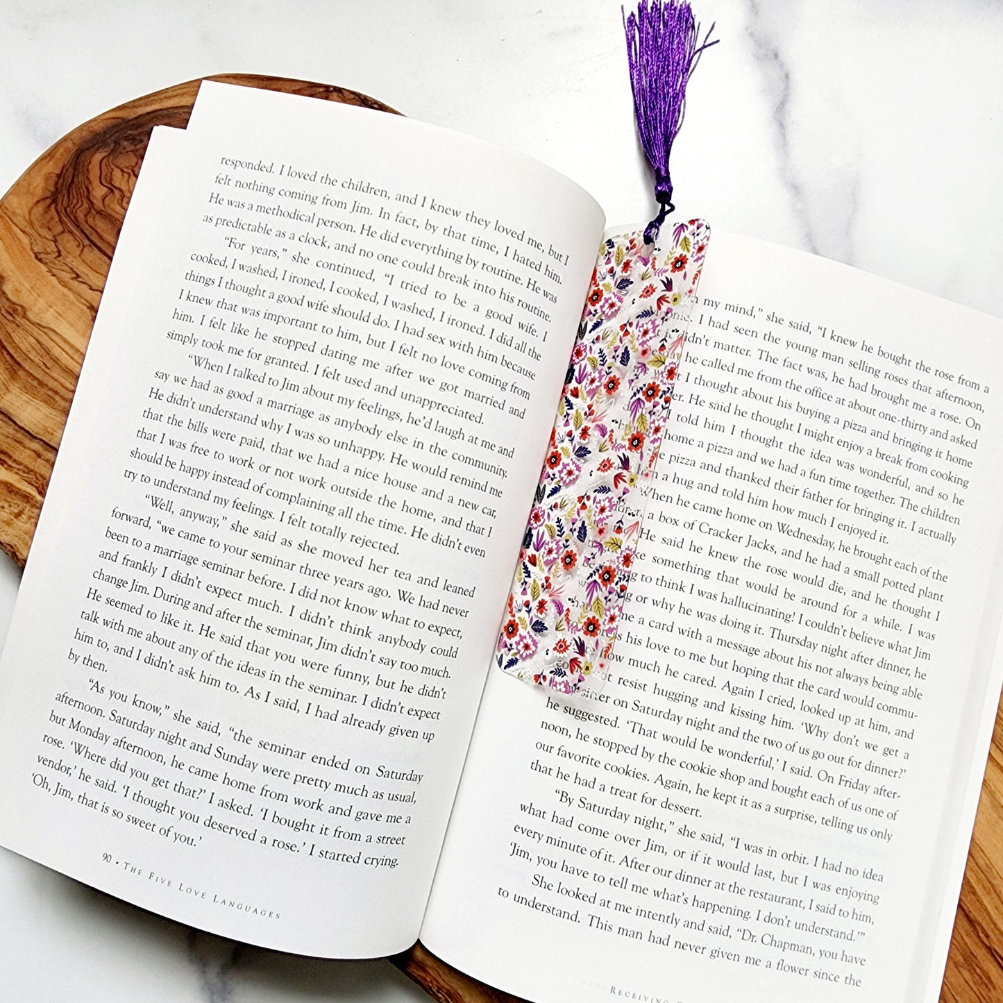 Flexible Acrylic Bookmark with Tassel / Flowers and Skeletons Bookmark