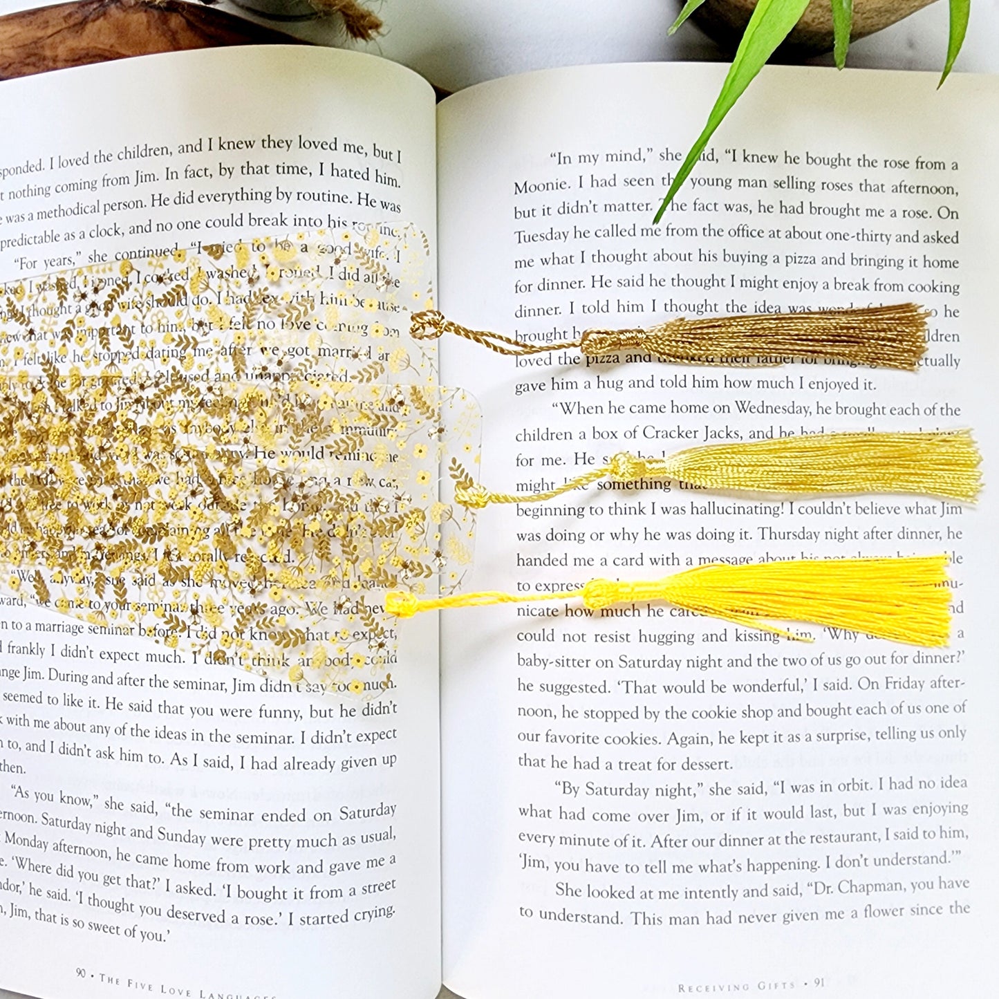 Honey Bee Flexible Acrylic Bookmark with Tassel / Yellow Fall Bookmark