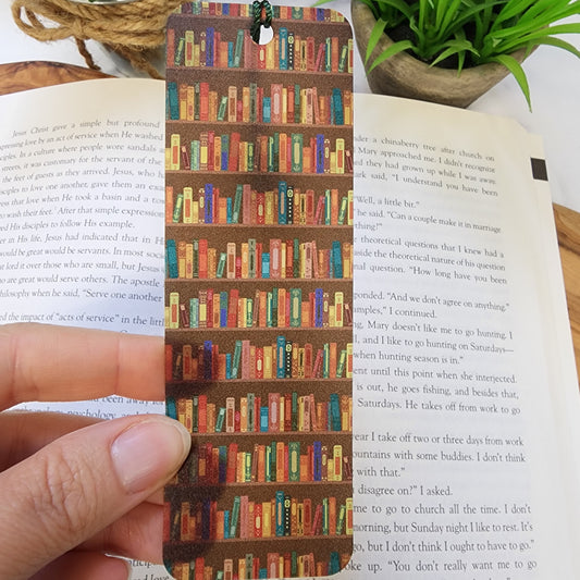 Bookshelf Bookmark with Tassel for book lover gift for bookworm