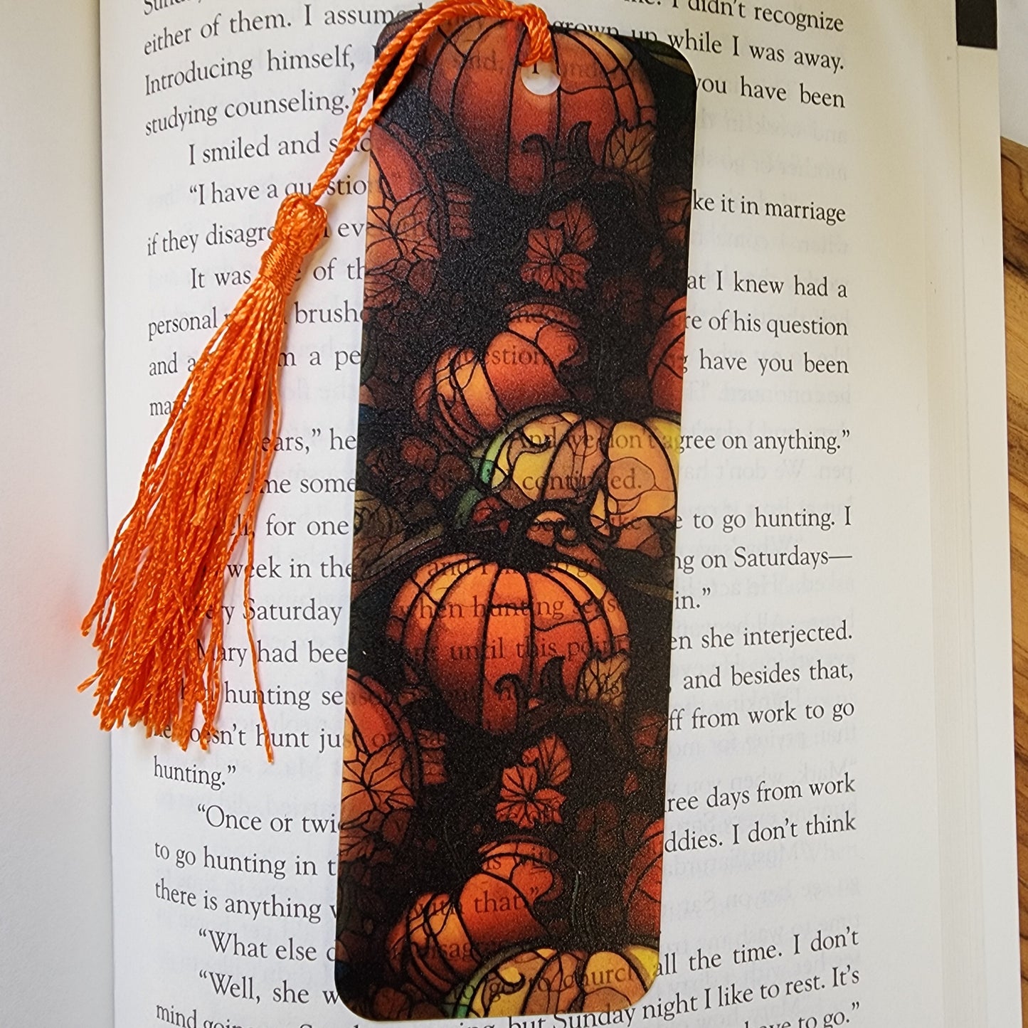 Pumpkin stained glass Bookmark with Tassel for book lover gift for bookworm gift for readers