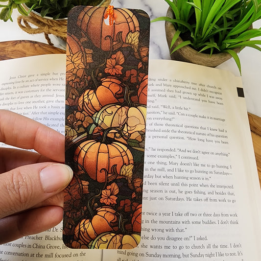 Pumpkin stained glass Bookmark with Tassel for book lover gift for bookworm gift for readers