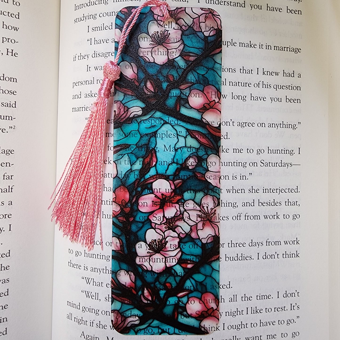Cherry Blossom Bookmark with Tassel for book lover gift for bookworm