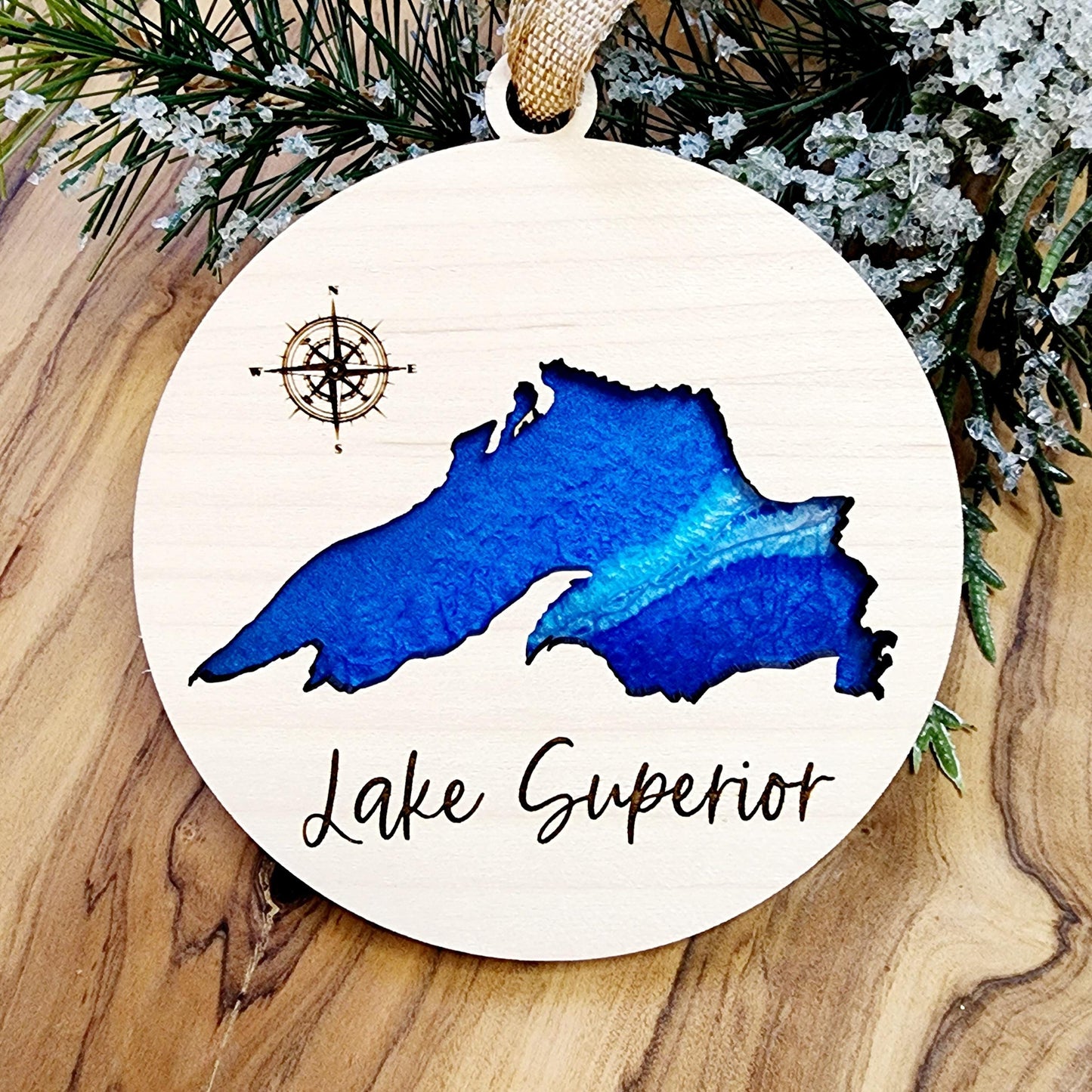 CUSTOM Lake Ornament on Hand-Poured Resin Base for Any Lake Keepsake for vacation Keepsake Resin Ornament