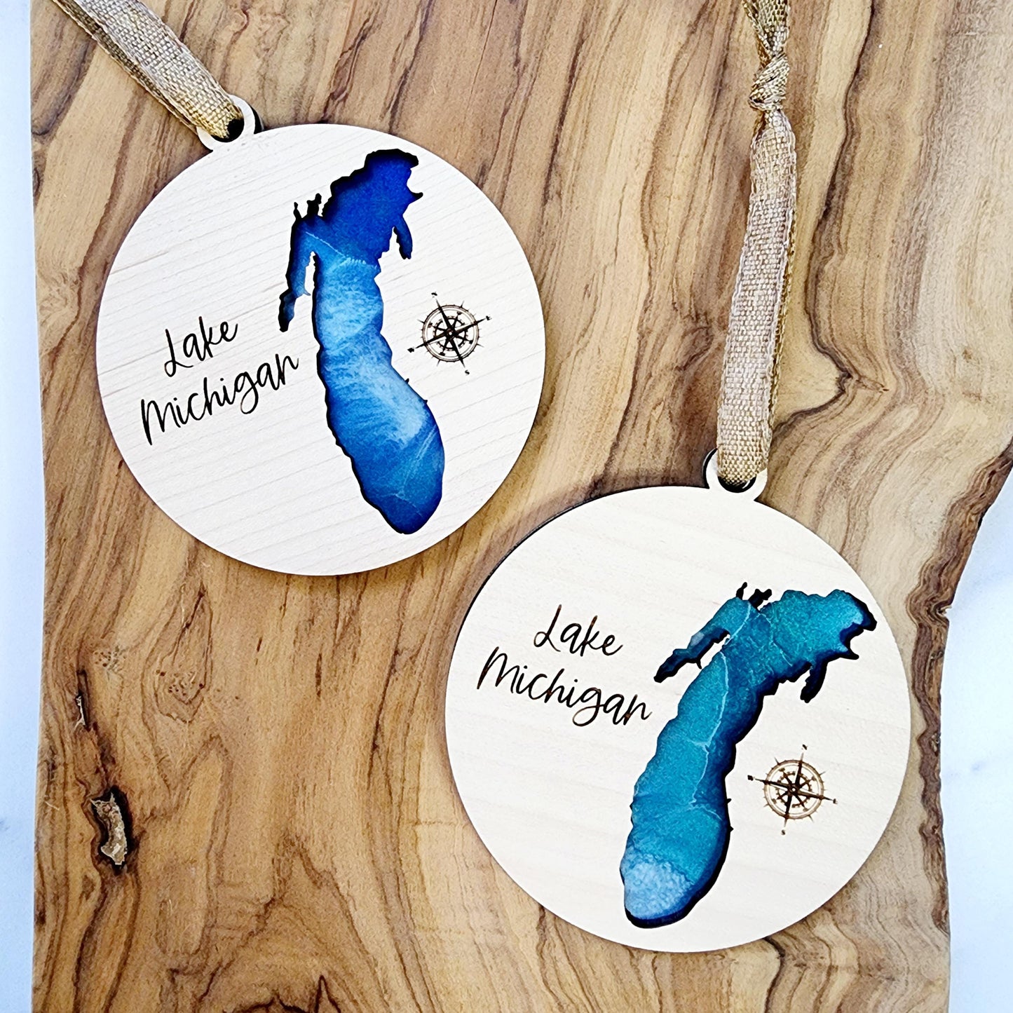 CUSTOM Lake Ornament on Hand-Poured Resin Base for Any Lake Keepsake for vacation Keepsake Resin Ornament