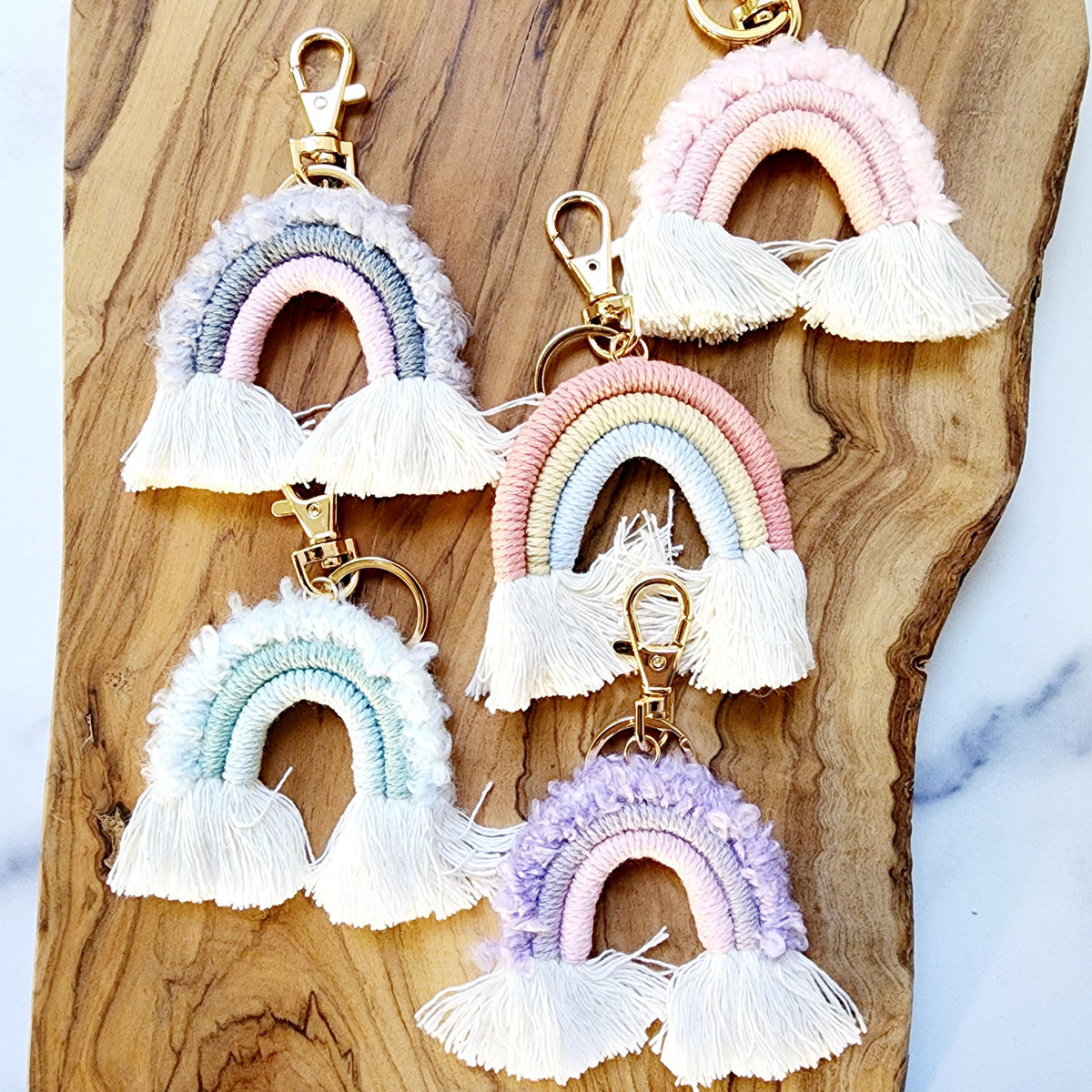 Macrame Rainbow Keychain / Backpack charm / Lunch box charm