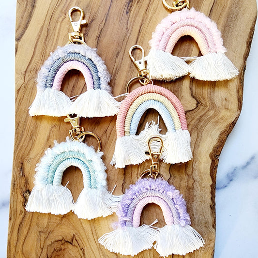 Macrame Rainbow Keychain / Backpack charm / Lunch box charm