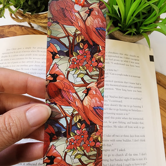 Cardinal Bookmark with Tassel for book lover gift for bookworm
