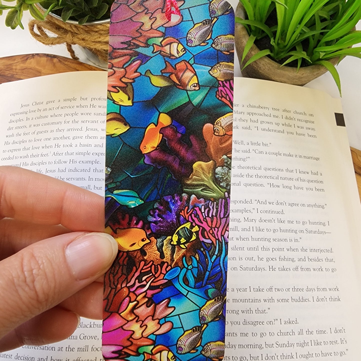 Tropical Fish Flexible Acrylic Bookmark with Tassel Book lover gift for bookworm