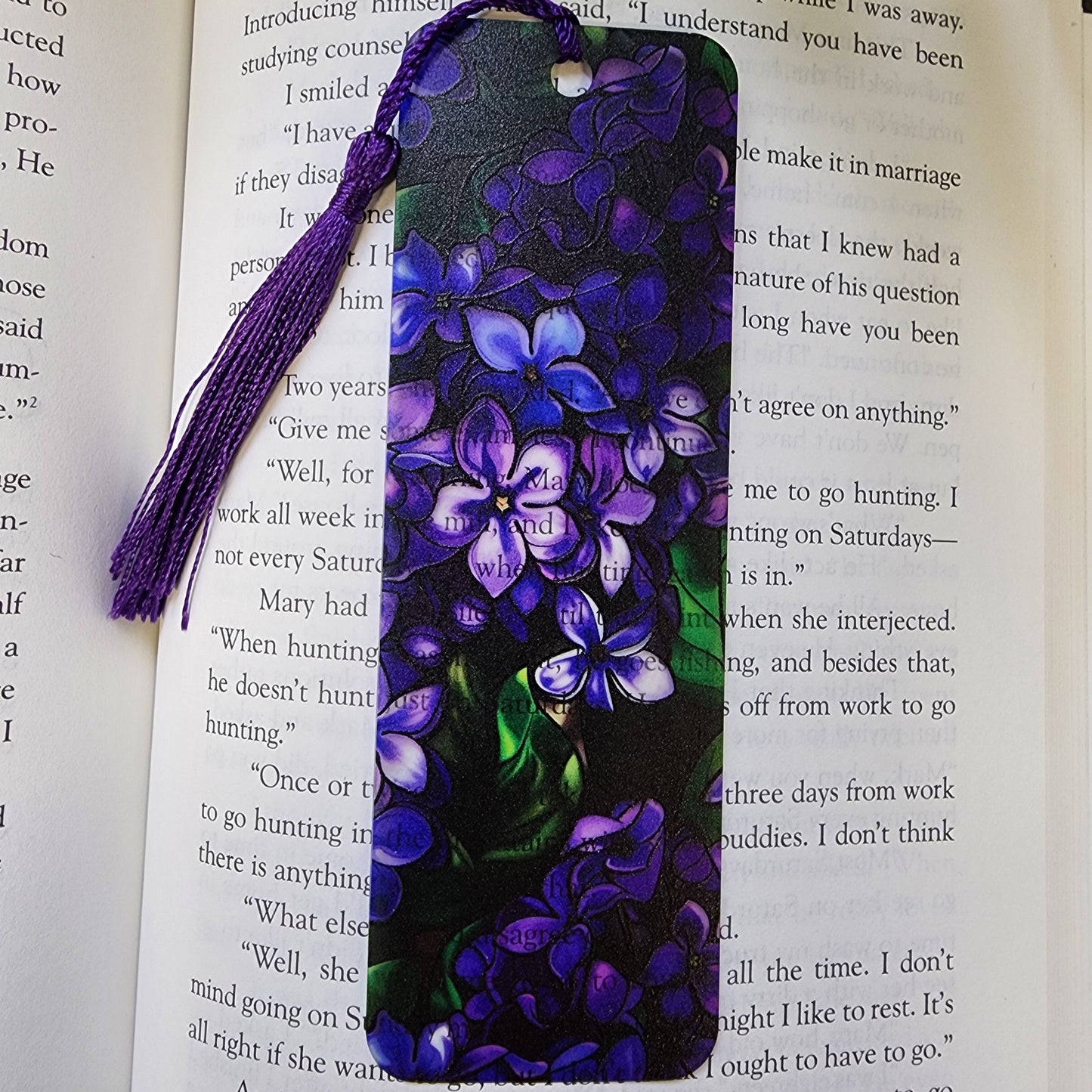 Purple Lilacs Flexible Acrylic Bookmark with Tassel Book lover gift for bookworm