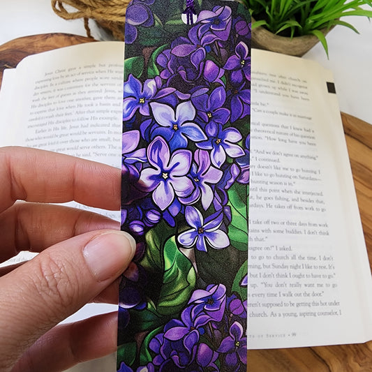 Purple Lilacs Flexible Acrylic Bookmark with Tassel Book lover gift for bookworm