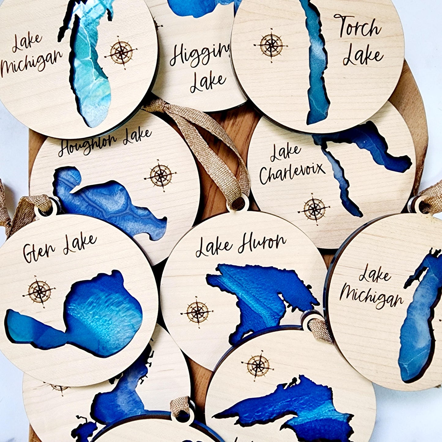 CUSTOM Lake Ornament on Hand-Poured Resin Base for Any Lake Keepsake for vacation Keepsake Resin Ornament