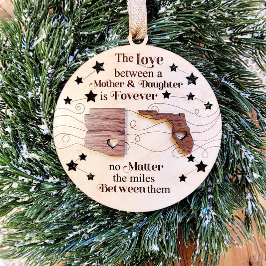 Mother Daughter Christmas Ornament / Personalized Mom & Daughter Keepsake / Empty Nest Gift