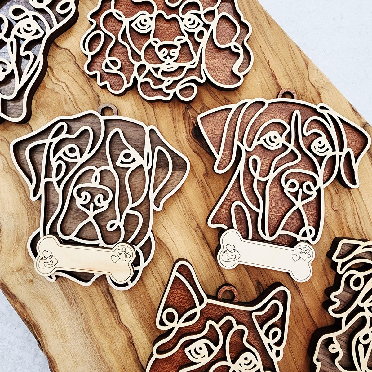Personalized Layered Wood Dog Ornament, Custom Breed Christmas Keepsake