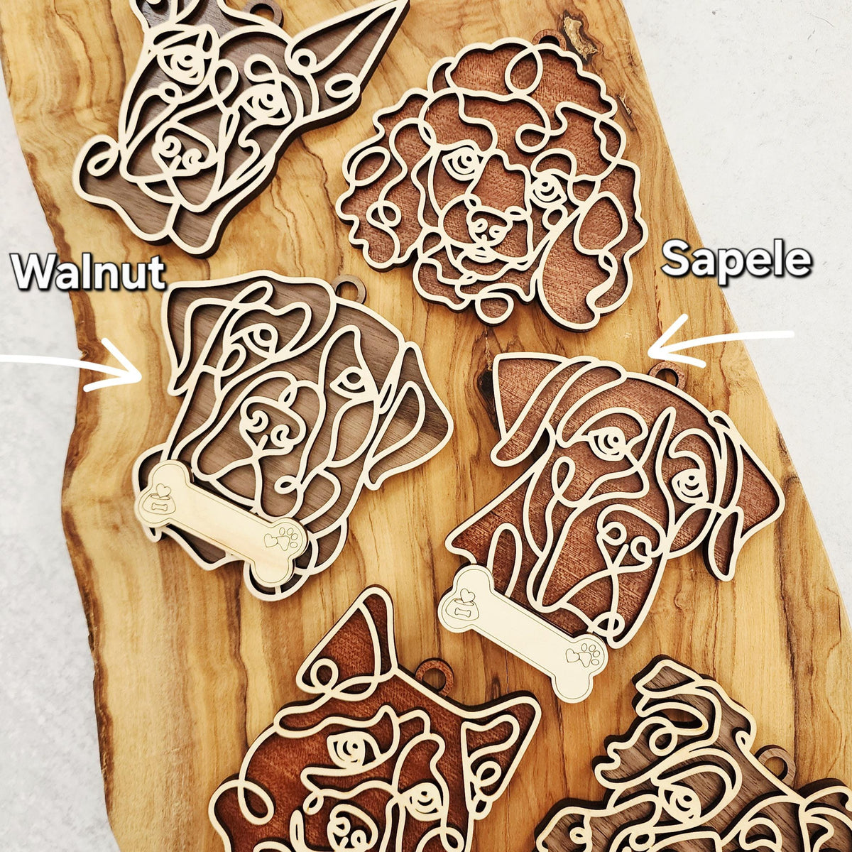 Personalized Layered Wood Dog Ornament, Custom Breed Christmas Keepsake