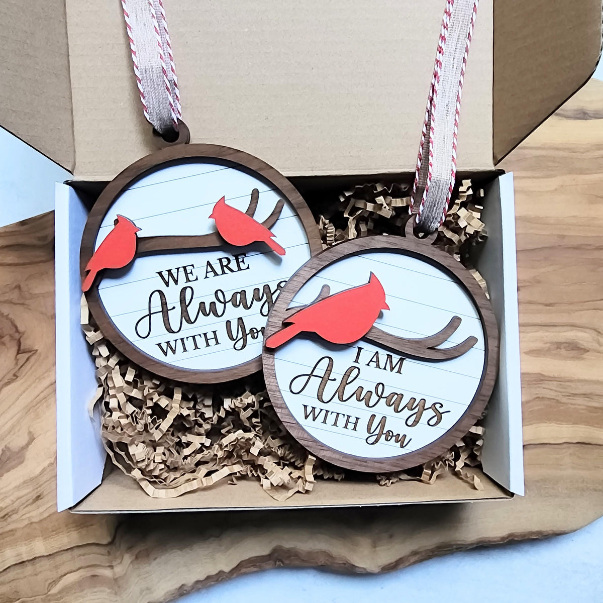 Cardinal Memorial Ornament – Walnut Wood Remembrance Keepsake