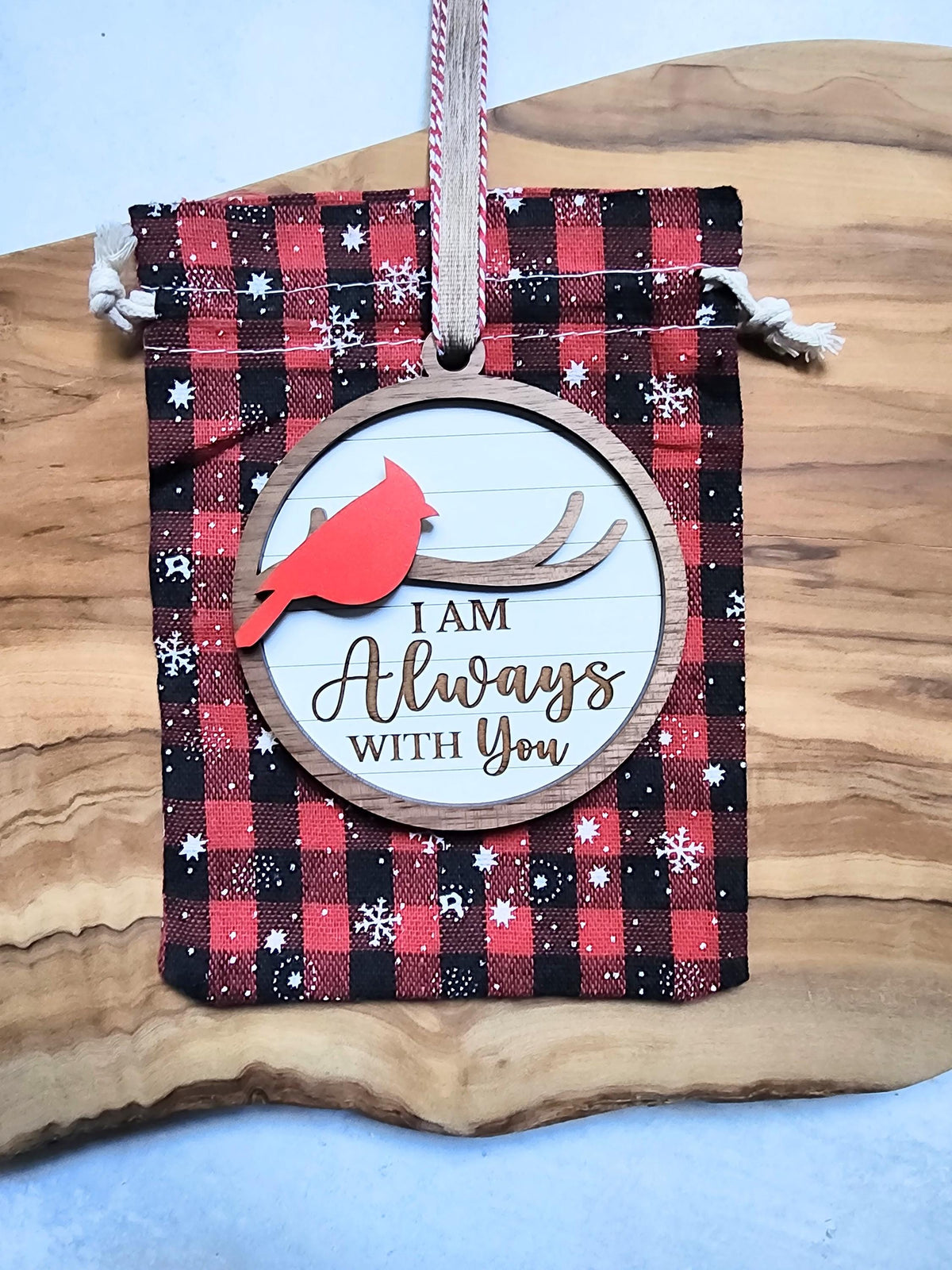 Cardinal Memorial Ornament – Walnut Wood Remembrance Keepsake