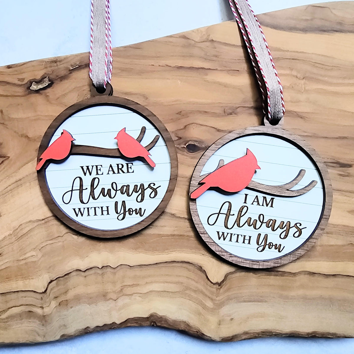 Cardinal Memorial Ornament – Walnut Wood Remembrance Keepsake