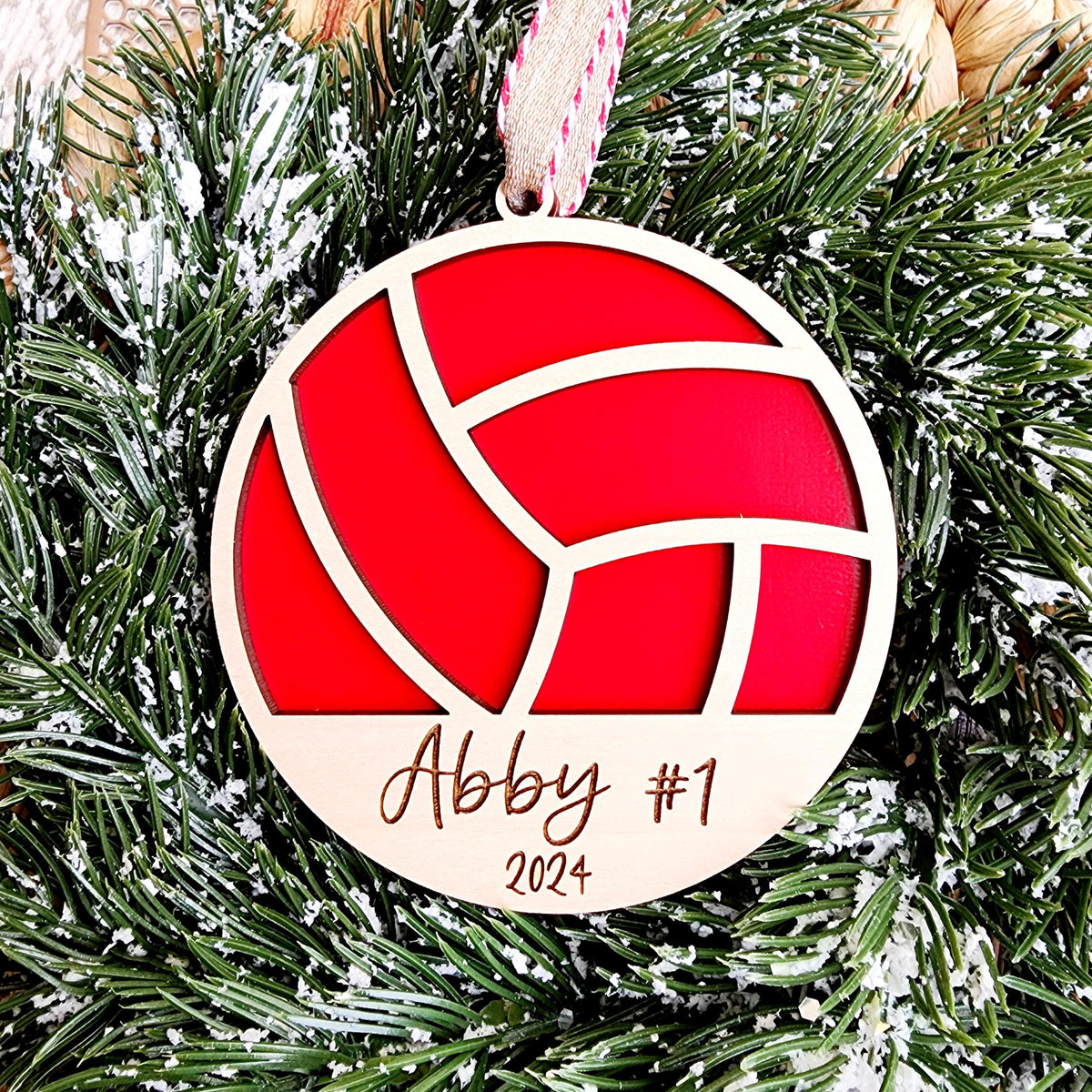 Personalized Wooden Volley ornament / Player Name & Jersey Number