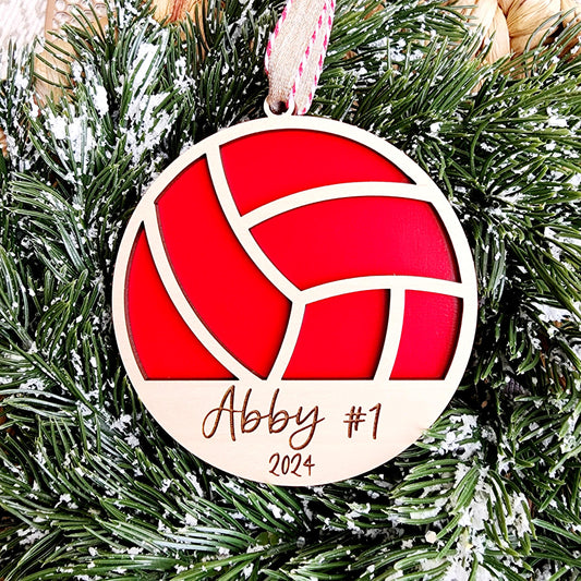 Personalized Wooden Volley ornament / Player Name & Jersey Number