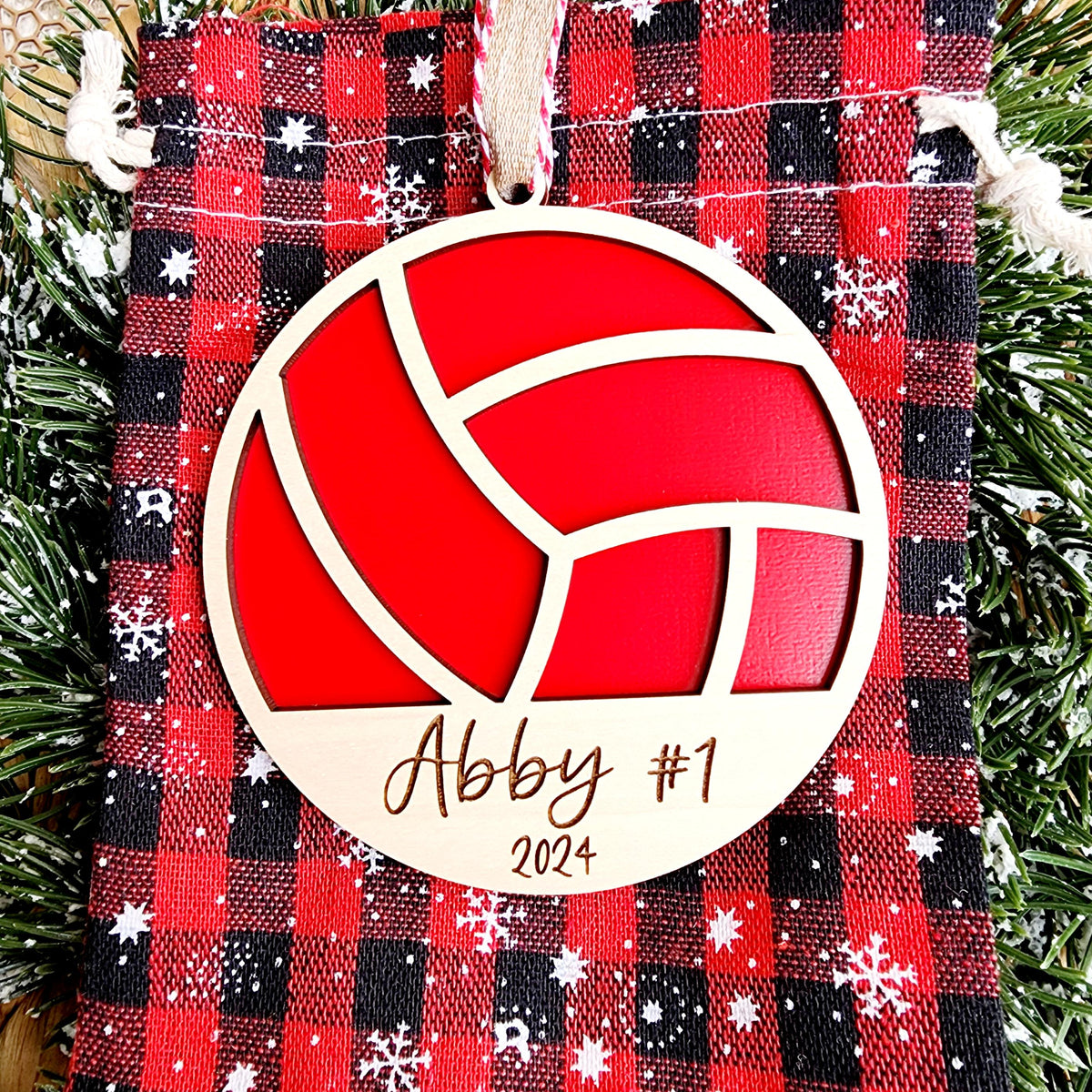 Personalized Wooden Volley ornament / Player Name & Jersey Number